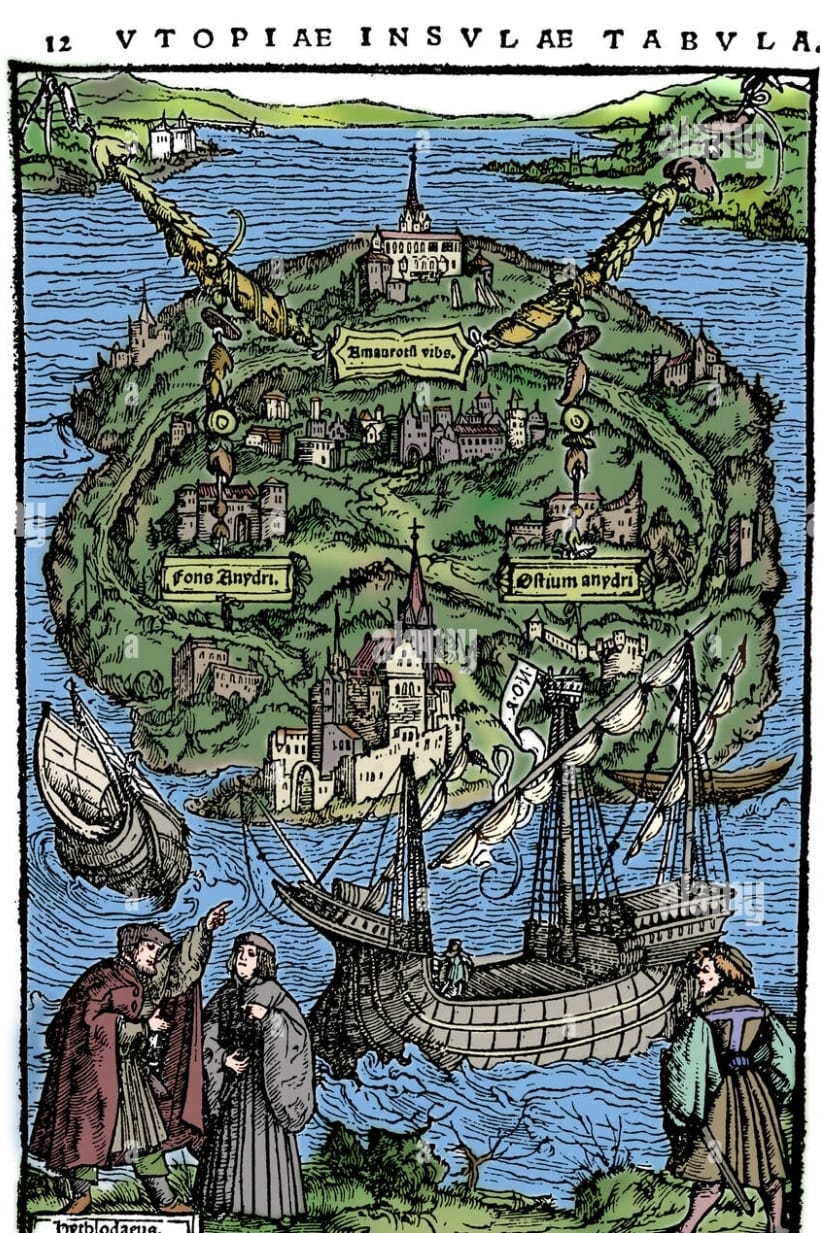 Mapa de la isla de Utopía, 1518